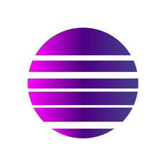 An abstract cut out transparent retro neon circle design element.