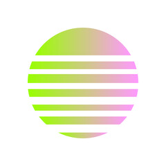 An abstract cut out transparent retro neon circle design element.