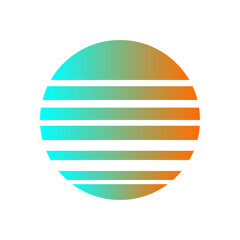 An abstract cut out transparent retro neon circle design element.