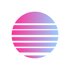 An abstract cut out transparent retro neon circle design element.