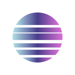 An abstract cut out transparent retro neon circle design element.