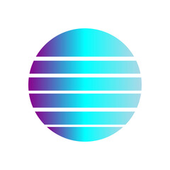 An abstract cut out transparent retro neon circle design element.