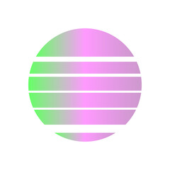 An abstract cut out transparent retro neon circle design element.