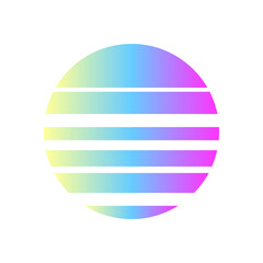 An abstract cut out transparent retro neon circle design element.