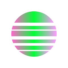 An abstract cut out transparent retro neon circle design element.