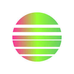An abstract cut out transparent retro neon circle design element.