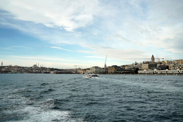 Fototapeta premium Galata Tower view from Istanbul Bosphorus cruise