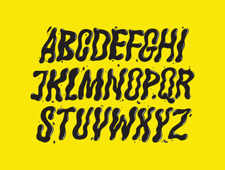 Vector Hand Drawn Alphabet. Trendy Liquid and Groovy Letters. Decorative Artistic Font. Y2K Letters Style.	

