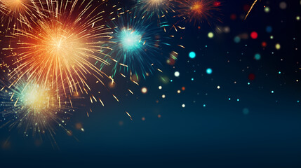 Fototapeta premium Beautiful fireworks background at night for holiday decoration