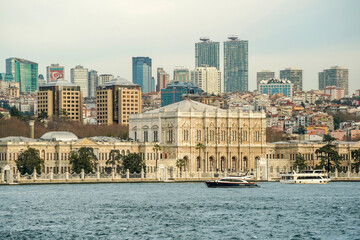 Obraz premium Dolmabahce Palace view from Istanbul Bosphorus cruise