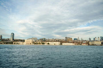 Fototapeta premium Dolmabahce Palace view from Istanbul Bosphorus cruise