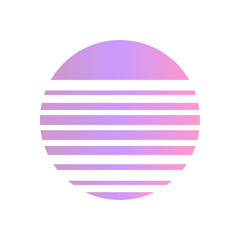 An abstract cut out transparent retro neon circle design element.