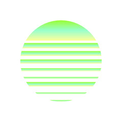 An abstract cut out transparent retro neon circle design element.