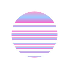 An abstract cut out transparent retro neon circle design element.