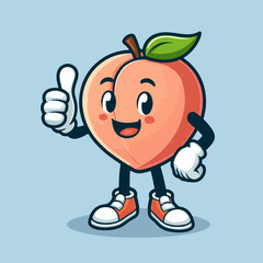 Fototapeta premium Cute Peach Mascot Character isolated on a blue background