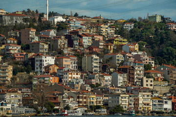 Fototapeta premium Boyacıkoy village view from Istanbul Bosphorus cruise