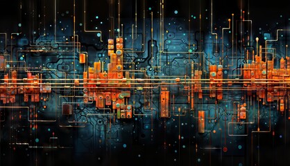 Abstract technology background with circuit board. 3d rendering, 3d illustration.