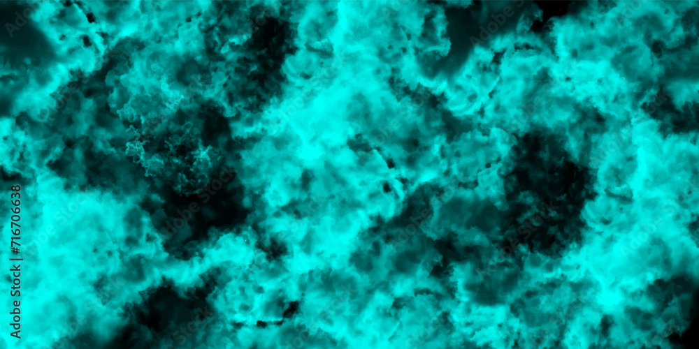 Fototapete abstract dynamic particles with soft blue clouds on dark background. defocused lights and dust parti