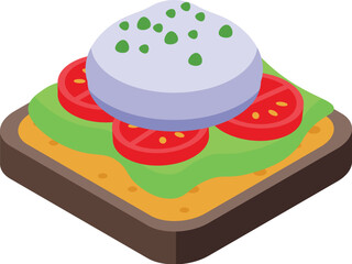 Pesto sandwich with mozzarella icon isometric vector. Italian food. Salt cook