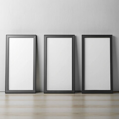 Three Blank Frames on Wall: Artistic Arrangement Ideas