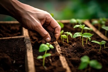 person planting a seedling