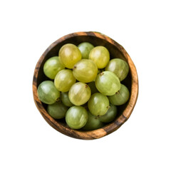 Fresh Amla Indian gooseberry fruits with leaves isolated transparent background Ai generative.