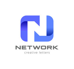 vector letter n logo design. negative space style