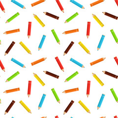 Seamless colorful crayons pattern on transparent background