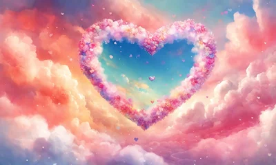 Fotobehang heart shaped cloud st valentine day © Raccoon Stock AI