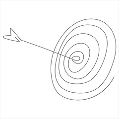 Continuous one line drawing of arrow shoted on the target arrow line art drawing vector illustration