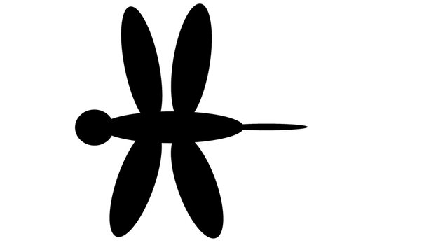 A simple black Silhouette of dragonfly