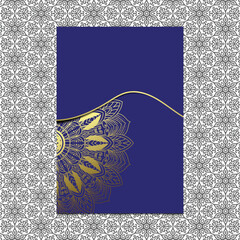 Blue background with golden mandala ornament