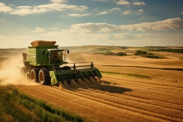 Obraz premium combine harvester working in the field