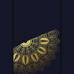 Black luxury background with gold mandala ornament