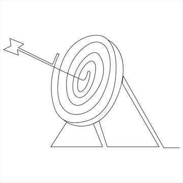 recommend clip art: Continuous one line drawing of arrow shoted on the target arrow line art drawing vector illustration