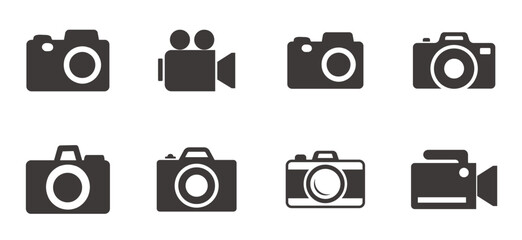 Photo and camera icon set. Icons of photography, image, photo gallery and photo camera. - obrazy, fototapety, plakaty