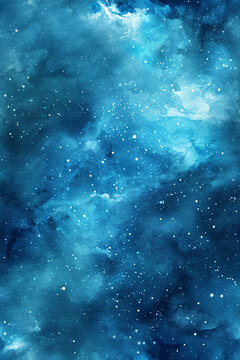 Teal Galaxy eamless watercolor. AI generative