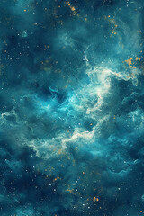 Obraz na płótnie Canvas Teal Galaxy eamless watercolor. AI generative