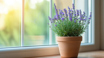 Lavender plant in a pot. generative AI