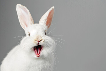 Obraz premium Erstaunter Hase vor buntem Hintergrund