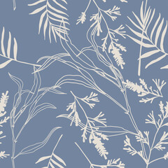 Modern floral print. Seamless pattern. Hand drawn style.