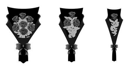 Bouquet of black roses. vector illustration isolated on white background.