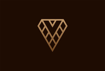 initial V Diamond logo. Letter V with diamond combination. usable for brand and business logos. flat design logo template element. vector illustration