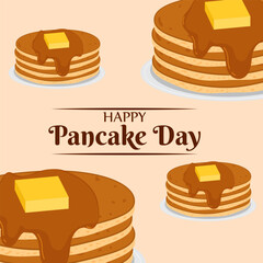 Vector illustration of Happy Shrove Tuesday social media feed template