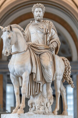 Obraz premium Marcus Aurelius on horse statue in Capitoline Museum, Rome, Italy