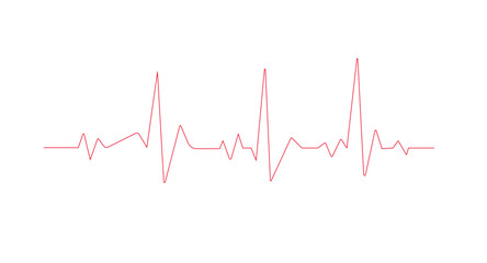 Red heartbeat line icon on white background. Pulse Rate Monitor. Vector illustration. - obrazy, fototapety, plakaty