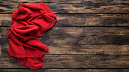 A red towel lay quietly on the floor. generative AI
