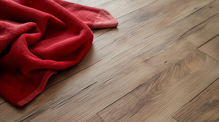 A red towel lay quietly on the floor. generative AI