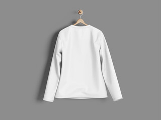 White Blank Back View Long Sleeve T-Shirt With Hanger