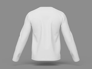 White Blank Back View Long Sleeve T-Shirt 3D Mockup
